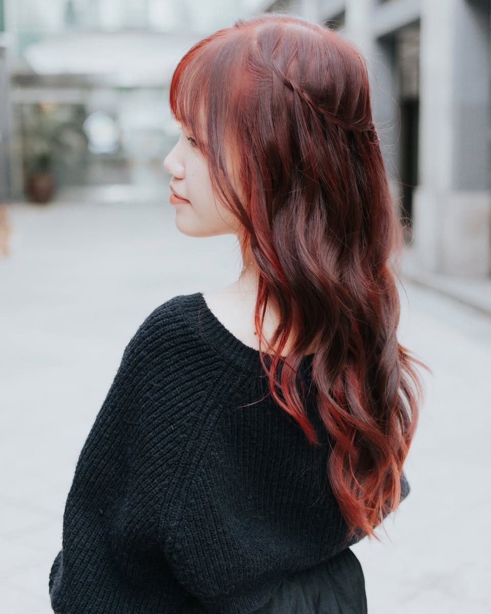 Red hair styling