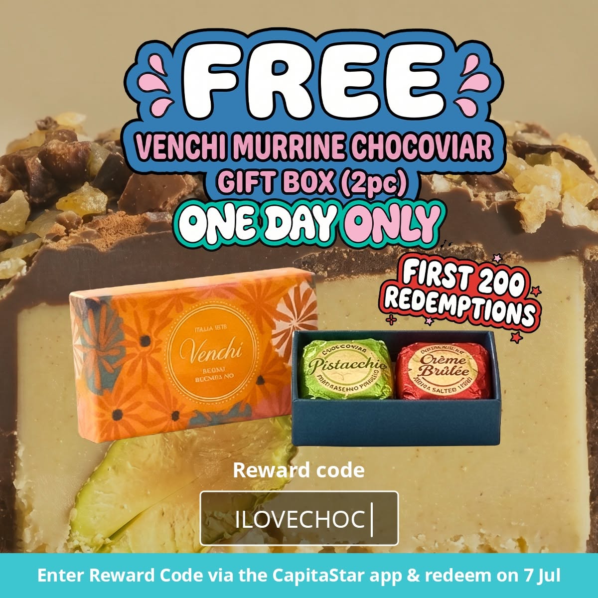Venchi Murrine Chocoviar 2-piece gift box in Pistacchio and Creme Brulee flavours
