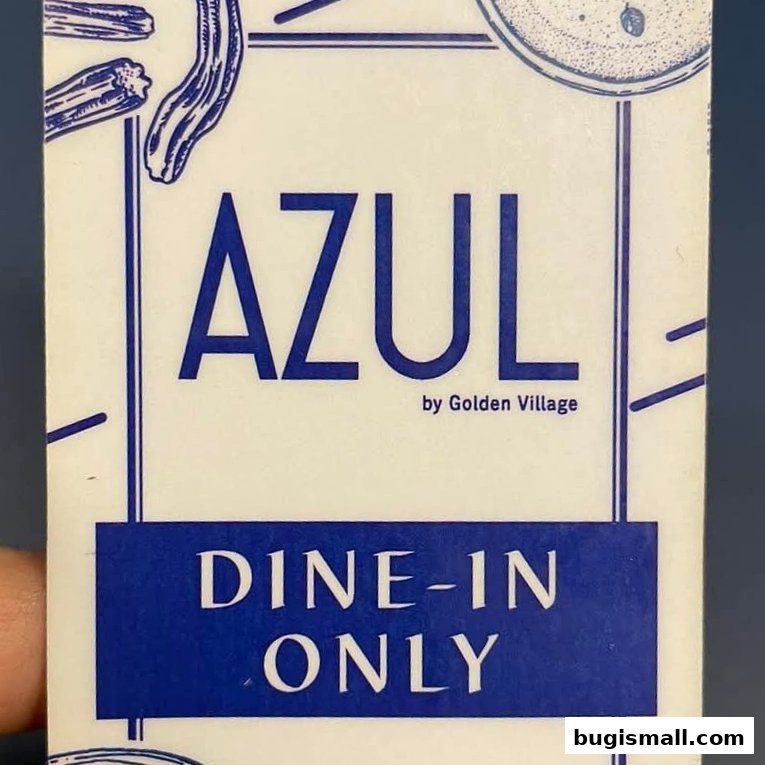 A close-up of a sign for AZUL by Golden Village, indicating dine-in only.