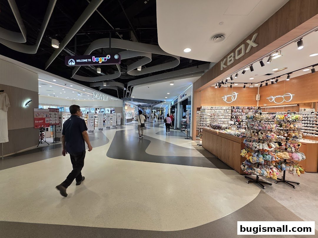 A KBOX store in a mall, showcasing accessories and novelty items.