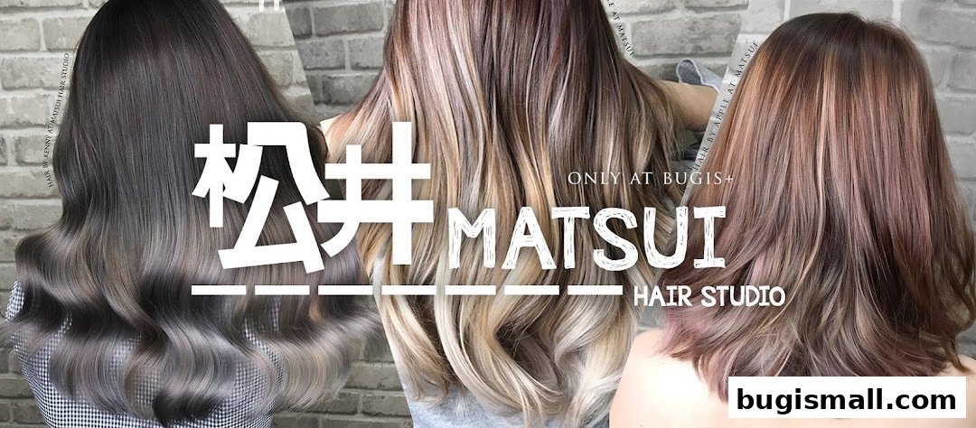 Three women showcase stylish, multi-toned hair colors and styles at Matsui Hair Studio.