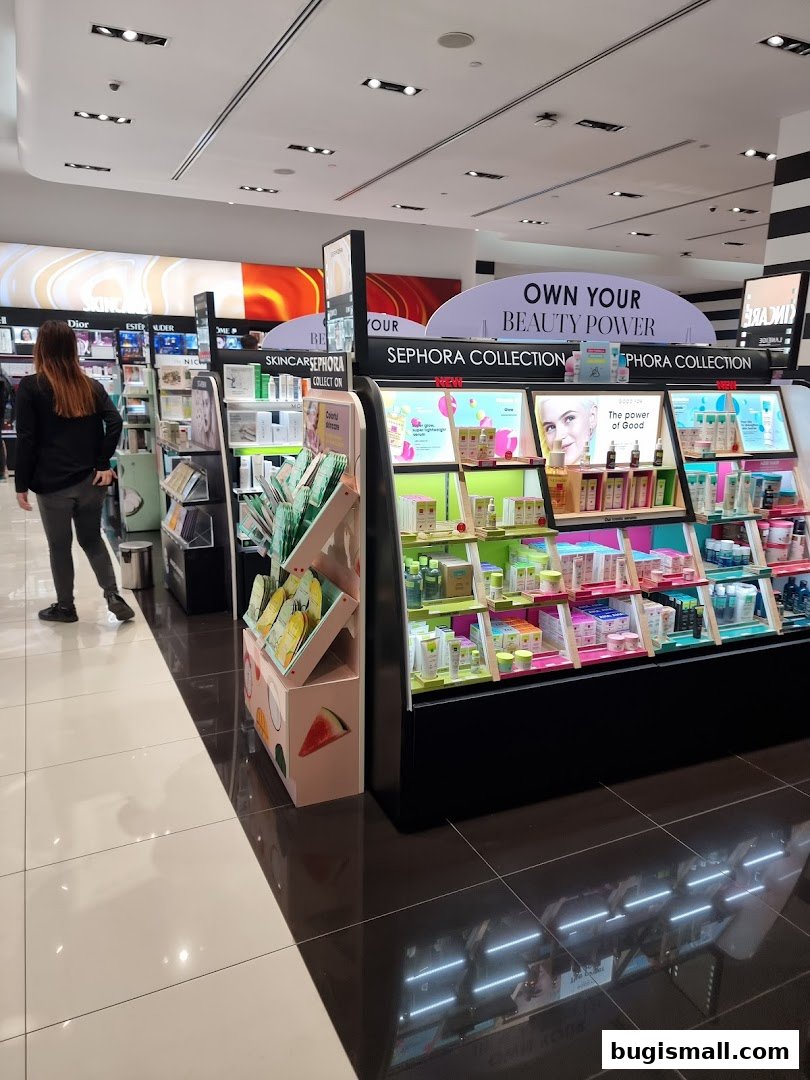 Interior view of a Sephora store showcasing beauty products and displays.