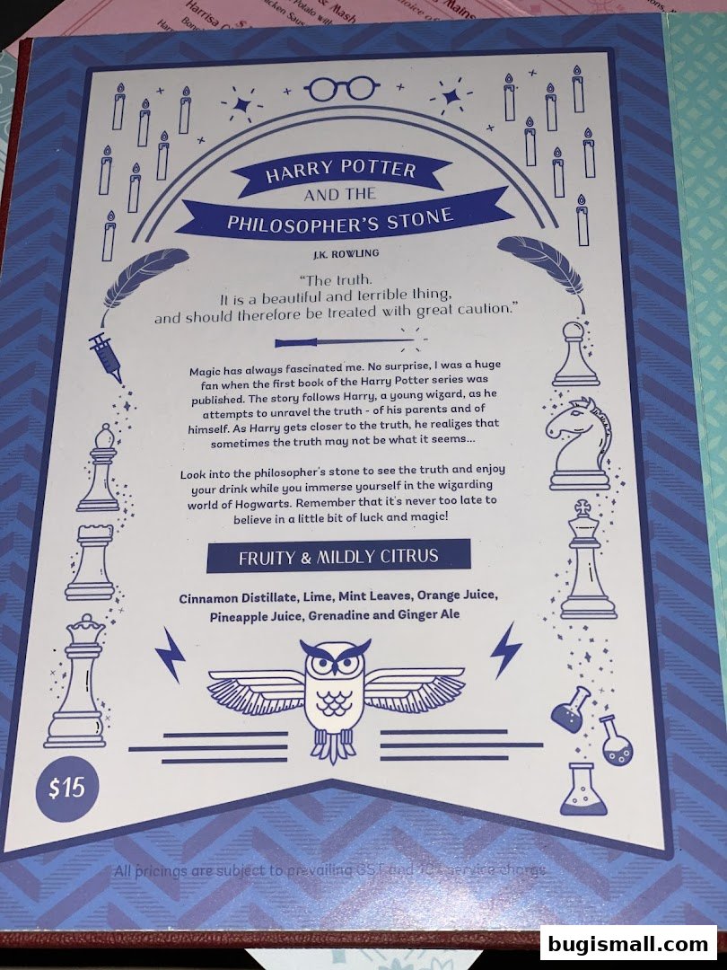 A menu item inspired by Harry Potter and the Philosopher's Stone with a citrus flavor profile.