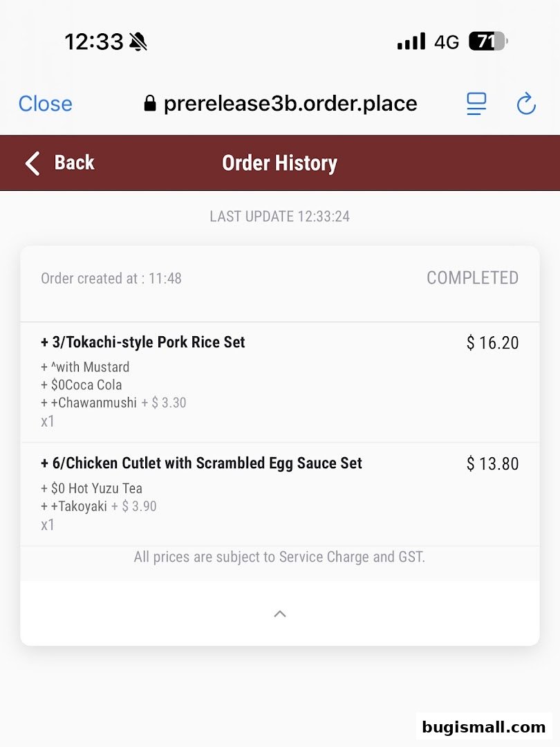 A screenshot of an order history showing two completed meal sets with prices.