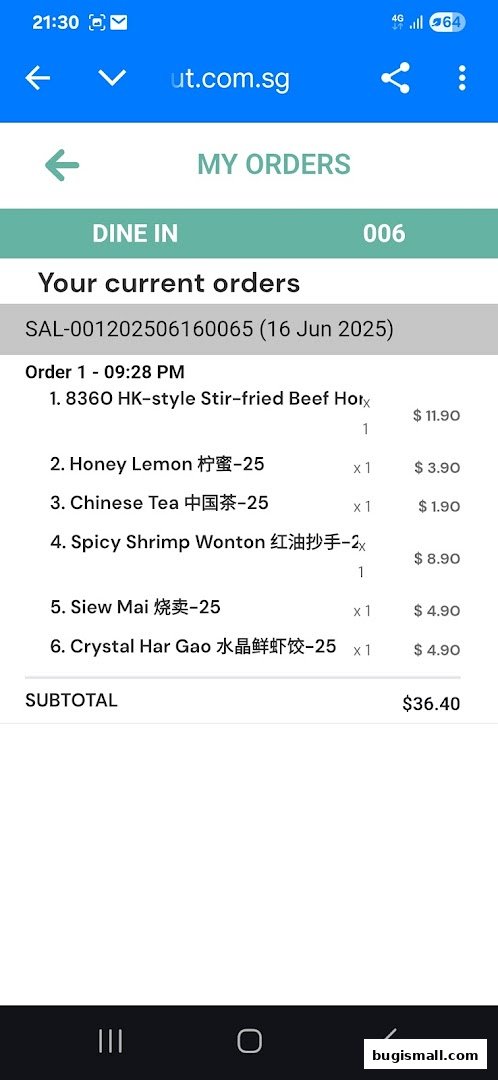 A screenshot showing a list of current orders from Xin Wang Hong Kong Café with prices.