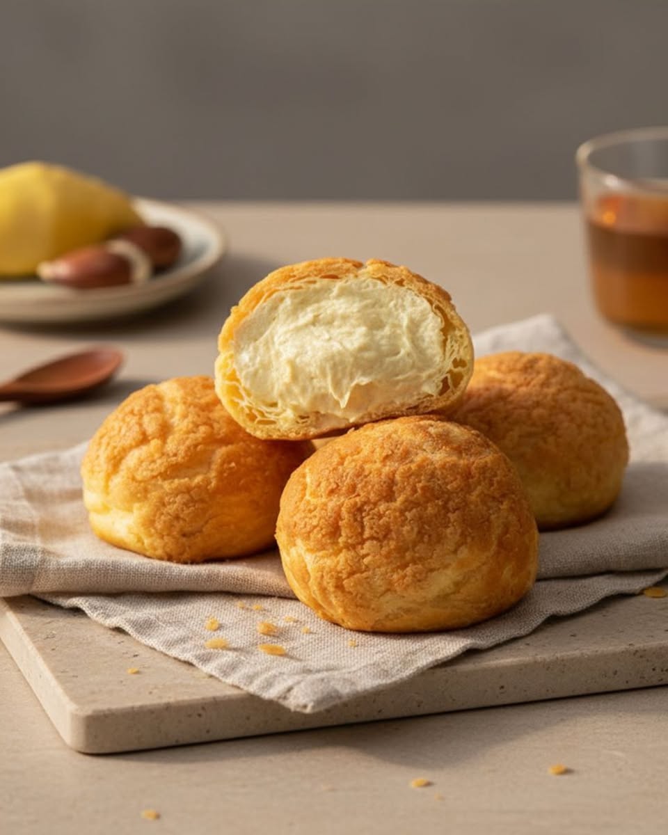Creamy durian puffs, a local delicacy