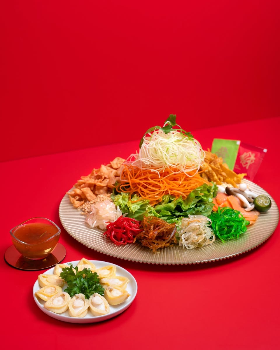 Traditional reunion dinner spread