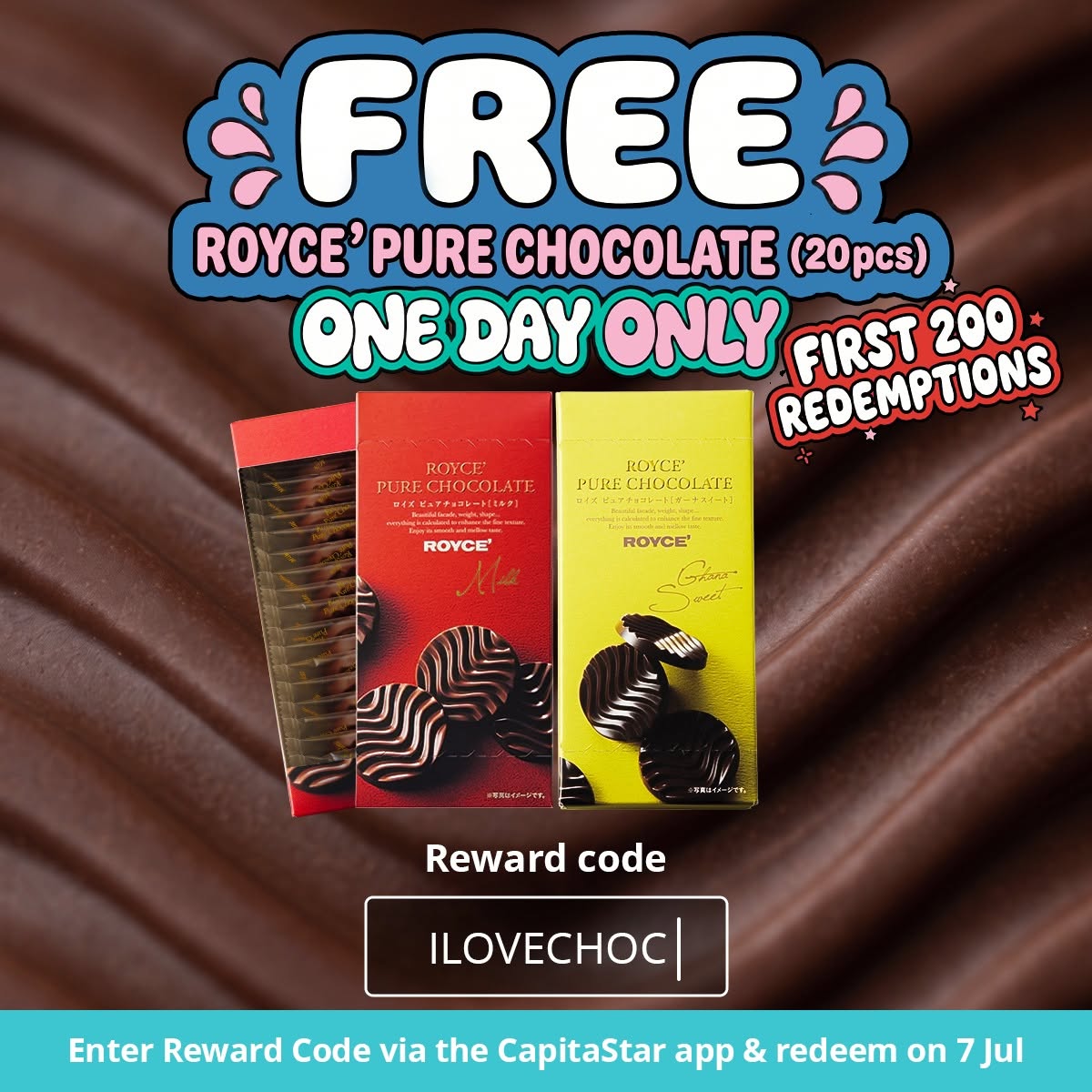 ROYCE' Pure Chocolate bars in Milk and Ganache Sweet flavours